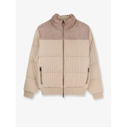 Heat virgin wool and cashmere jacket with suede inserts