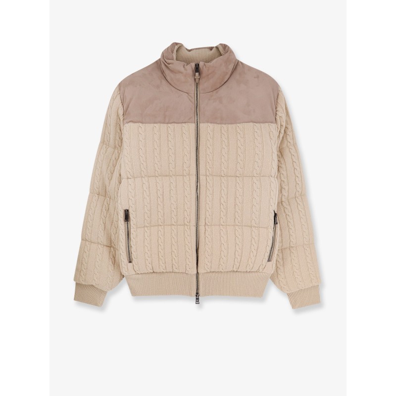 Heat virgin wool and cashmere jacket with suede inserts