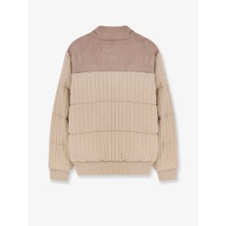 Heat virgin wool and cashmere jacket with suede inserts