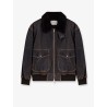 Leather jacket with shearling collar
