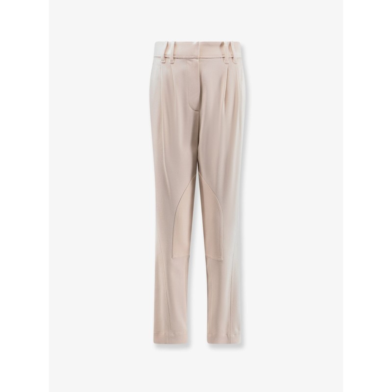 Equestrian stretch viscose and wool twill trousers with Monili