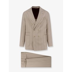 Silk suit with pinstripe motif