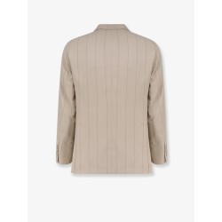 Silk suit with pinstripe motif