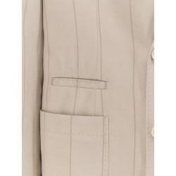 Silk suit with pinstripe motif