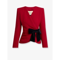Wool crepe blazer with bow