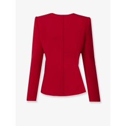 Wool crepe blazer with bow