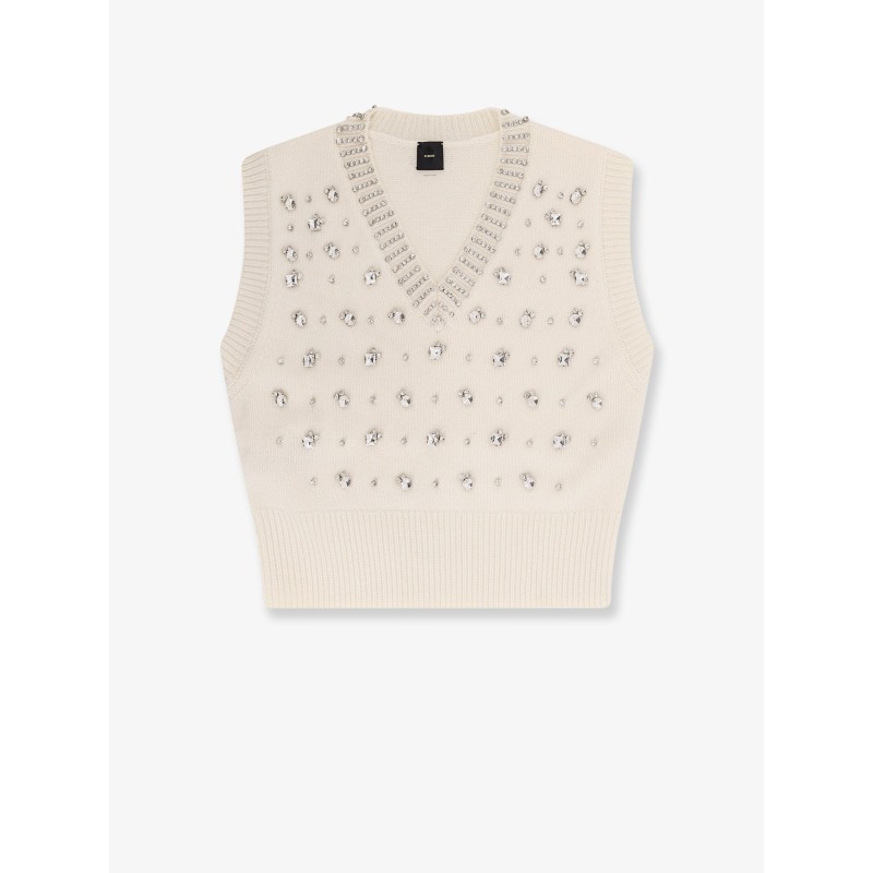 Wool blend vest with rhinestones