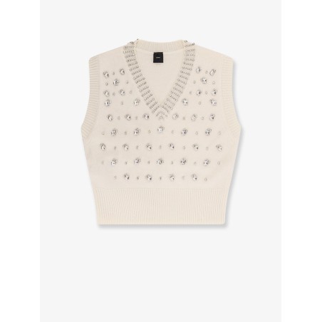 Wool blend vest with rhinestones