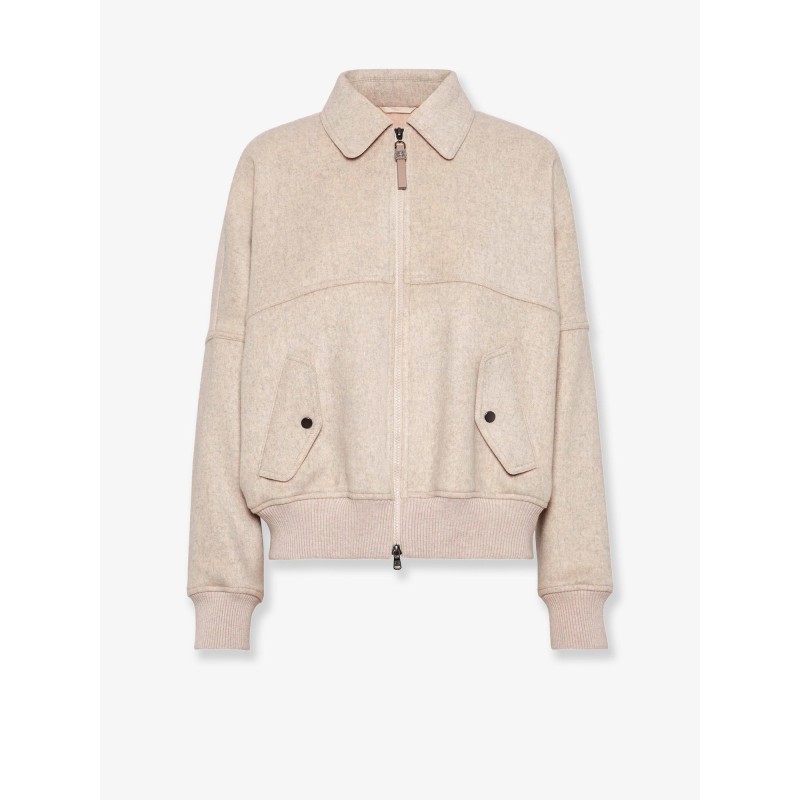 Double cashmere and wool cloth bomber