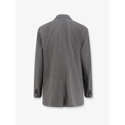 Double-breasted wool blend blazer