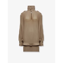 Pleated dress with belt