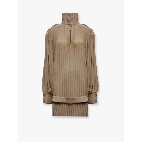 Pleated dress with belt
