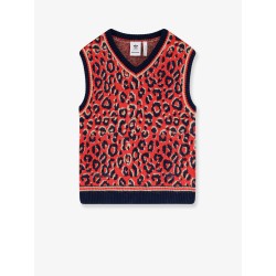 Wool blend sweater with animal print