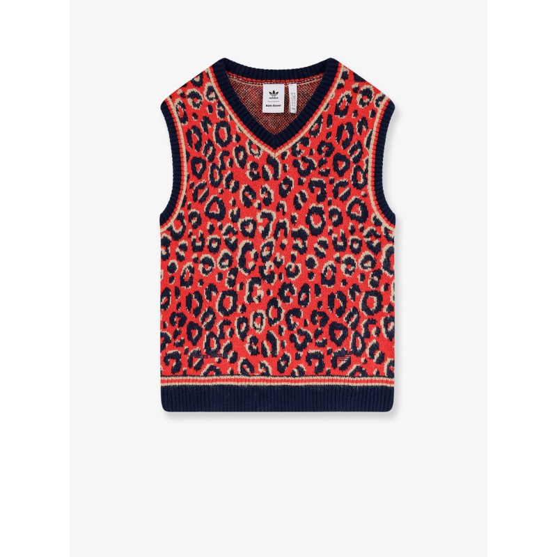 Wool blend sweater with animal print