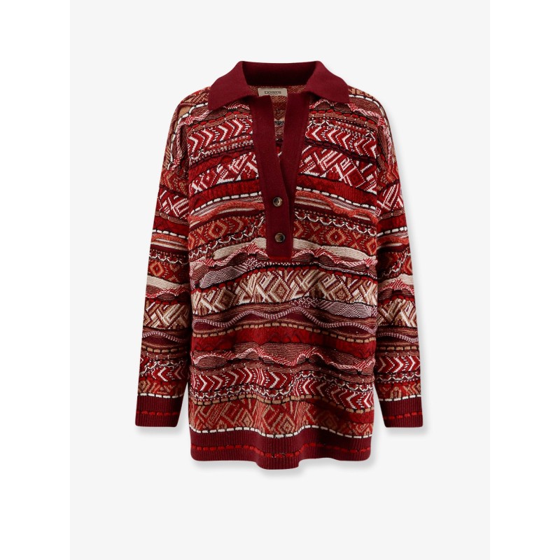 Polo sweater with multicolored inlays