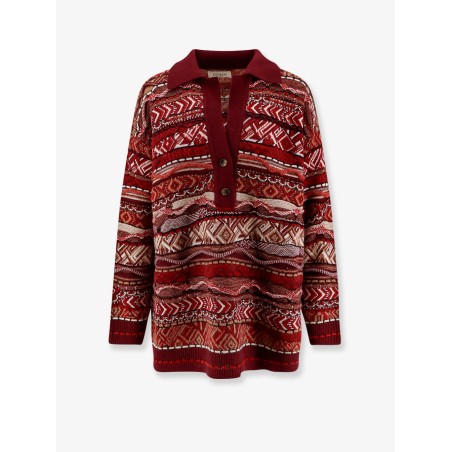 Polo sweater with multicolored inlays