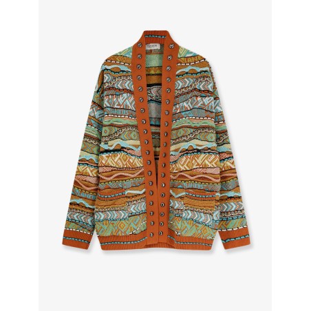 Cardigan with multicolored inlays