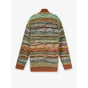 Cardigan with multicolored inlays