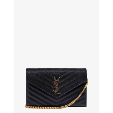 Pochette Cassandre grain-de-poudre leather clutch with shoulder strap
