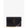 Pochette Cassandre grain-de-poudre leather clutch with shoulder strap