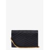 Pochette Cassandre grain-de-poudre leather clutch with shoulder strap
