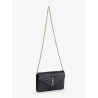Pochette Cassandre grain-de-poudre leather clutch with shoulder strap