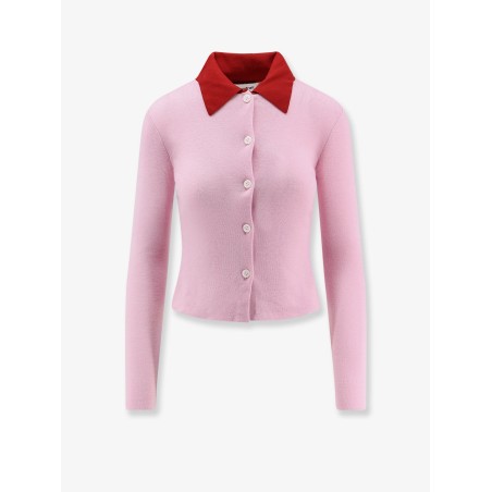 Wool cardigan with contrasting collar