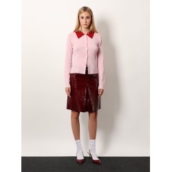 Wool cardigan with contrasting collar