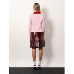 Wool cardigan with contrasting collar