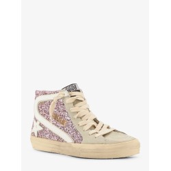 Leather sneakers with all-over glitter detail