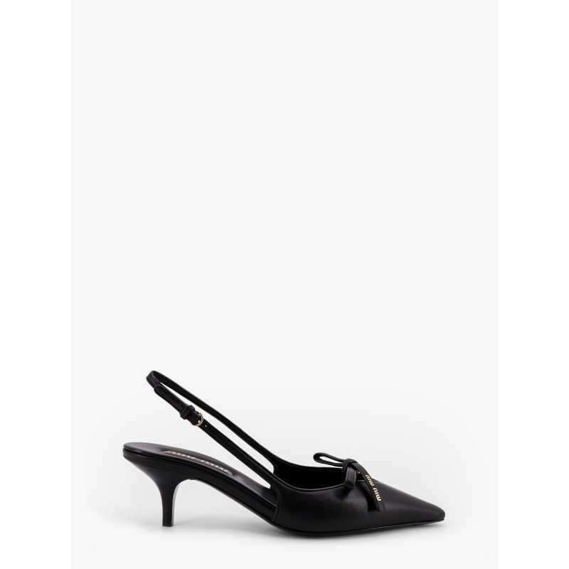 Leather décolleté with logo bow detail