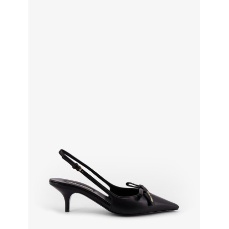 Leather décolleté with logo bow detail