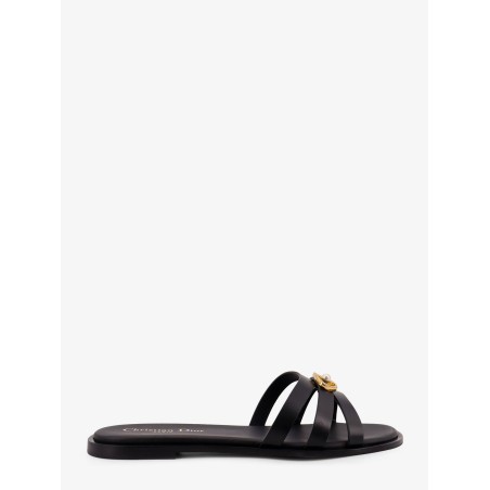 30M leather sandals with metal CD logo