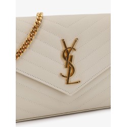 Leather crossbody bag with metal Cassandre logo