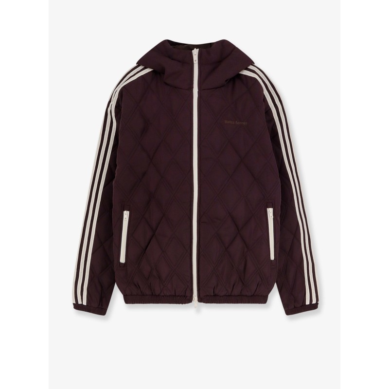 Nylon down jacket with iconic side stripes