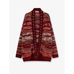 Cardigan with multicolored inlays