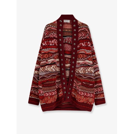 Cardigan with multicolored inlays