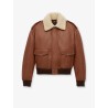 Leather bomber jacket with shearling collar