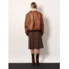 Leather bomber jacket with shearling collar