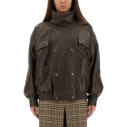 LEATHER "BALLOON" BOMBER JACKET