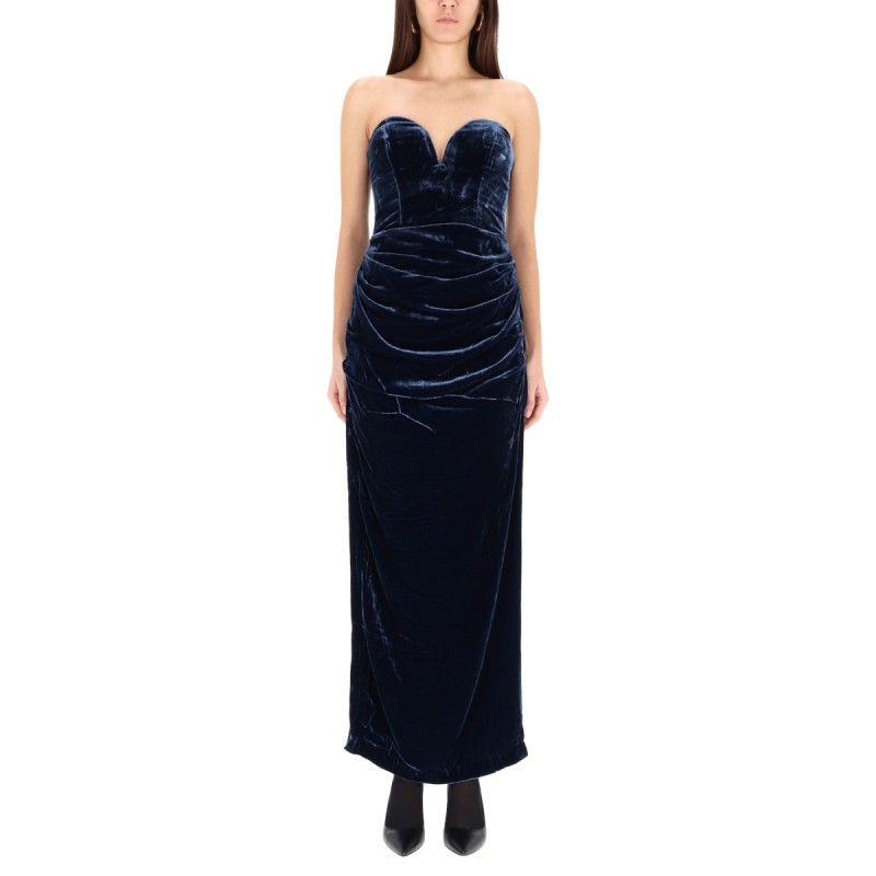 VELVET DRESS WITH SIDE SLITS