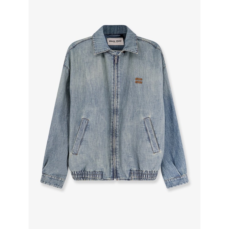 Denim Jacket with Miu Miu embroidery