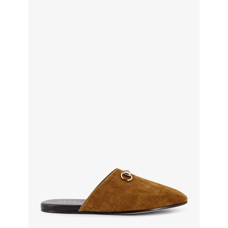 Suede sabot with horsebit detail