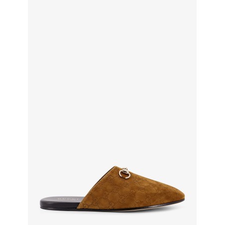 Suede sabot with horsebit detail