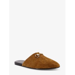 Suede sabot with horsebit detail