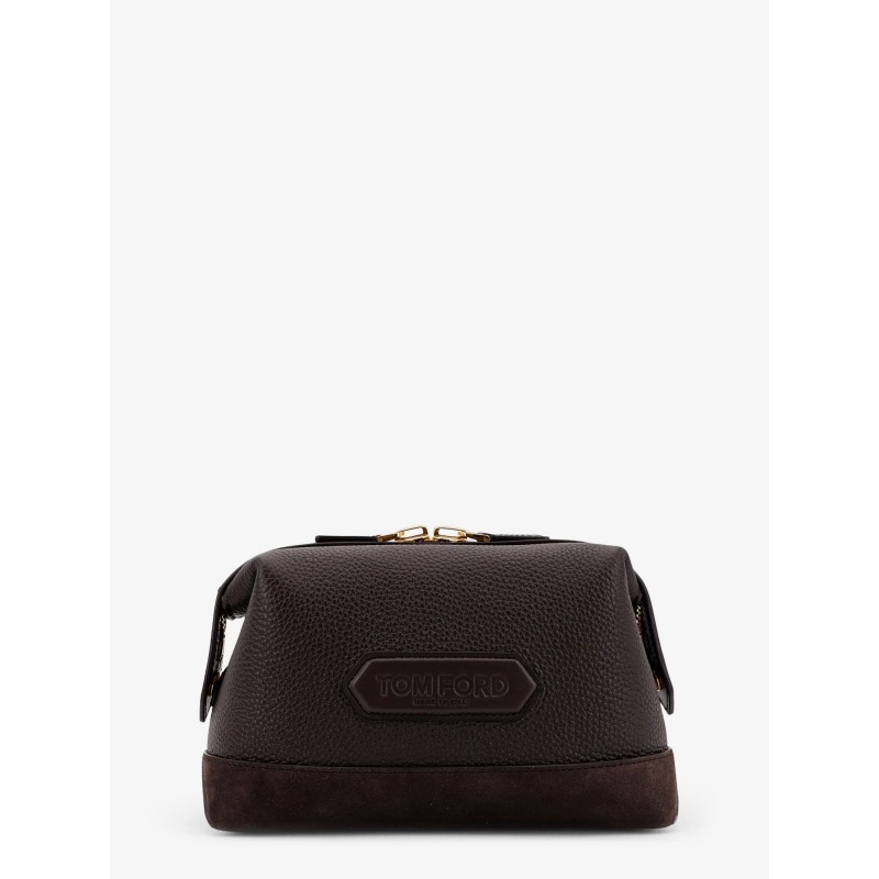 Suede and leather clutch