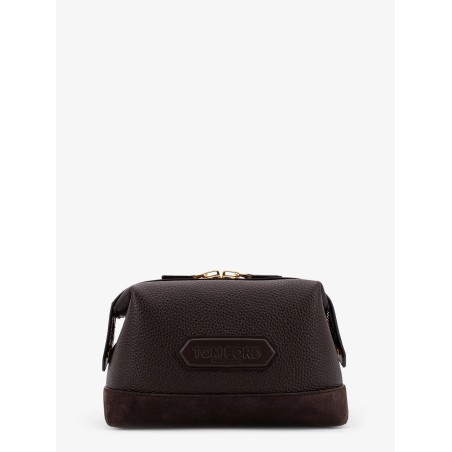 Suede and leather clutch