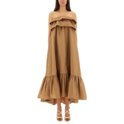 COTTON TWILL RUFFLE DRESS