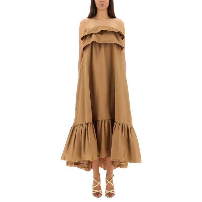 COTTON TWILL RUFFLE DRESS