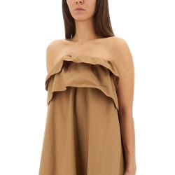 COTTON TWILL RUFFLE DRESS